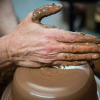 Doug Fitch and Hannah McAndrew making a jug for me